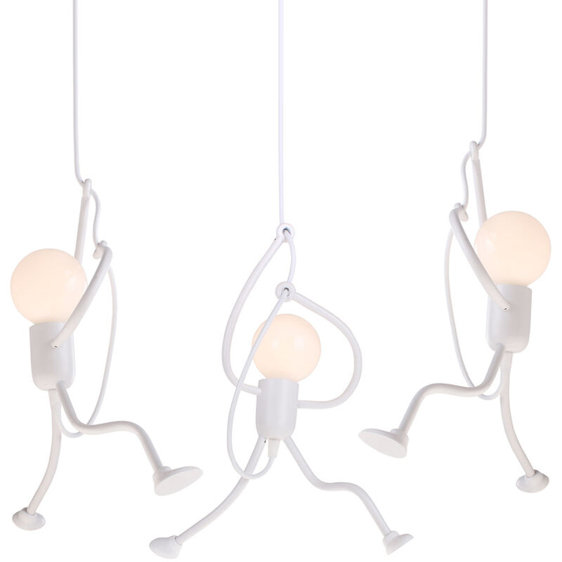 

3 pcs lámpara colgantes villano dibujos animados, E27 iluminación metal moderna creativa sala de estar barhabitación los niños Blanco - Blanco