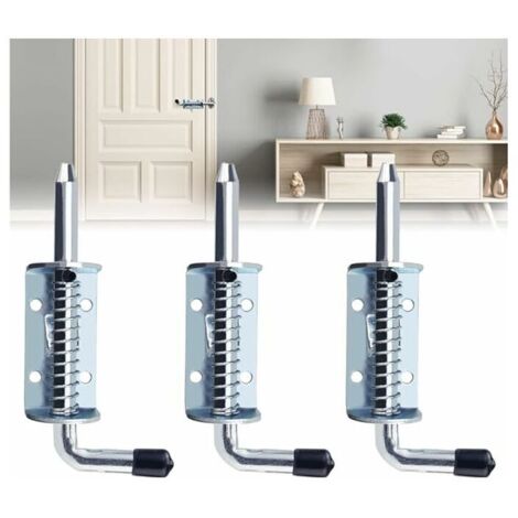 3 PCS Loquet à Ressort en Fer Galvanisé Serrure de Porte Abri de Jardin Boulon à Ressort Robust Targette à Ressort Verrou Porte de Garage