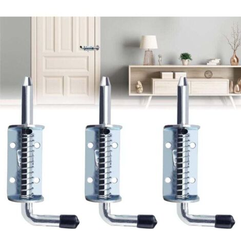 3 PCS Loquet à Ressort en Fer Galvanisé Serrure de Porte Abri de Jardin Boulon à Ressort Robust Targette à Ressort Verrou Porte de Garage pour Porte de Fourgon, Grange, Remorque, Sous-sol