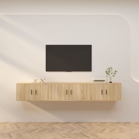 3 pcs Meubles TV muraux, Banc TV, Meuble TV suspendu, Lowboard chêne sonoma 80x34,5x40 cm YHJ85322