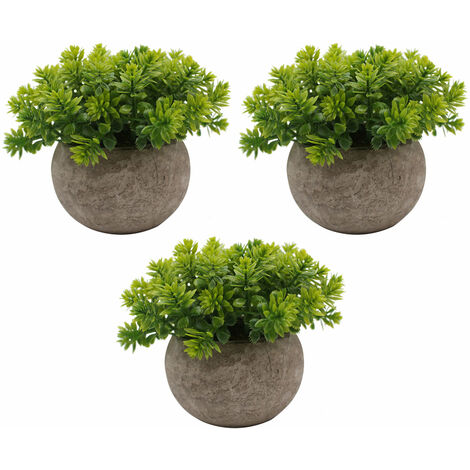 3 Pcs Mini Plantes Artificielles En Pot Faux Herbe Verte Pot Simulation Verdure Décor pour Bureau À Domicile Décoration De Bureau (Type4)