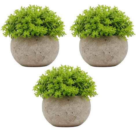 3 Pcs Mini Plantes Artificielles En Pot Faux Herbe Verte Pot Simulation Verdure Décor pour Bureau À Domicile Décoration De Bureau (Type7)