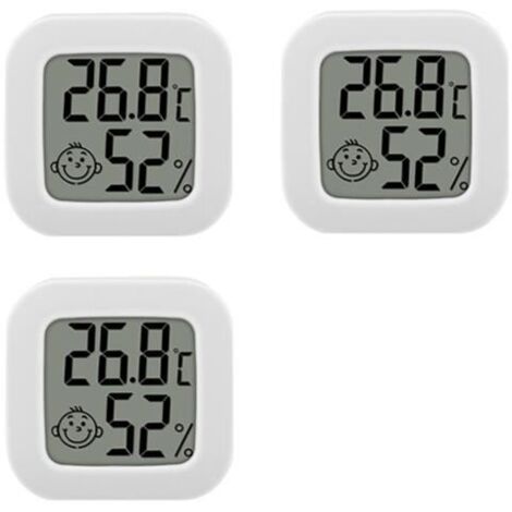3 PCS Mini Thermomètre Hygromètre Compteur électronique de température et d'humidité avec pile bouton intégrée (Blanc)