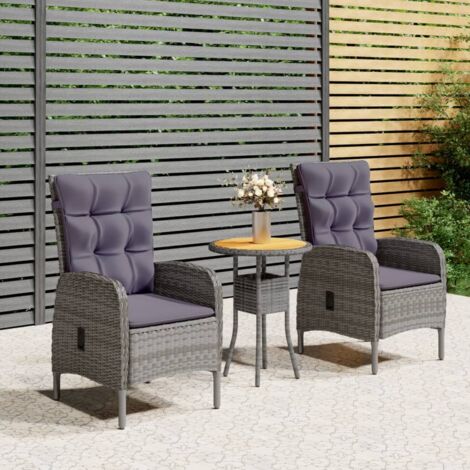 3 pcs Mobilier de bistro  Mobilier de bar de jardin Résine tressée Gris RTITTK11380