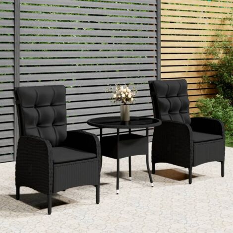 3 pcs Mobilier de bistro  Mobilier de bar de jardin Résine tressée Noir RTITTK29048