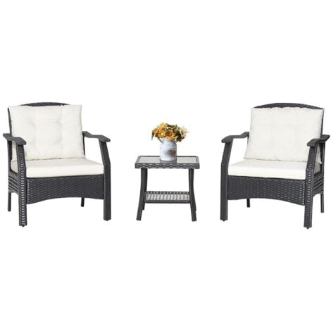 3 PCS Outdoor Furniture Set Modern Patio Bistro Conversation Set