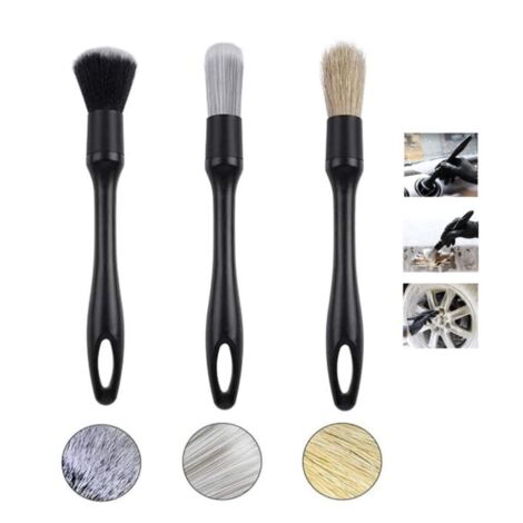 3 pcs Pinceau Nettoyage Voiture pour Voiture Moto Roues de Nettoyage Automobile, Tableau de Bord, Intérieur, Extérieur, Bouches d'Aération