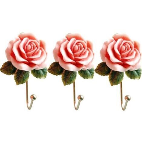 3 PCS Rose Résine Mur Crochets Mur Monté Créatif Fleur Fer Crochet pour Suspendre Manteau/Chapeau/Clé/Serviette/Sac À Main Crochets/Cintres Chambre Décoration Murale