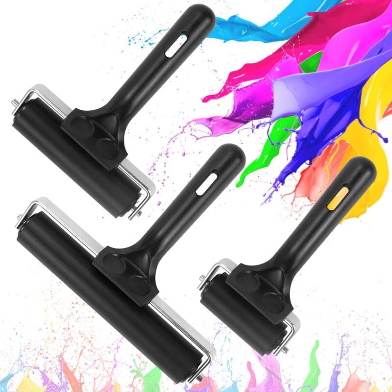 3 pcs Rouleau Peinture Caoutchouc 6cm 10cm 15cm, Rouleau Peinture, Rouleau Caoutchouc Lisse, Rouleau Caoutchouc Antidérapant, Rouleau Caoutchouc Dur,