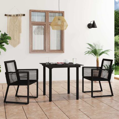3 pcs Salon de jardin, Ensemble table et chaises de jardin, Meuble de jardin Rotin PVC Noir MKW311866