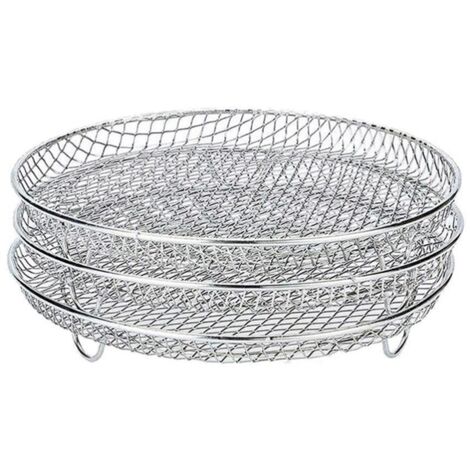 3 Pcs/Set Air Fryer Rack Three Stackable Dehydrator Racks 304 Stainless Steel Air Fryer Stand Air Fryer Accessories