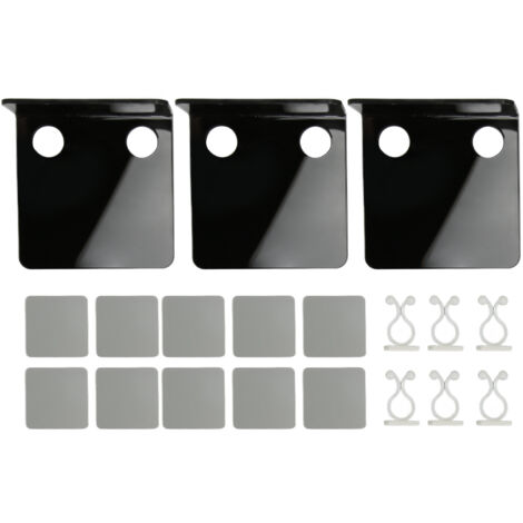 3 PCS Small Security Cameras Wall Shelf with 6 Cable Clips 10PCS Tapes Acrylic Waterproof Drill Free Adhesive Floating Shelf for Speakers Black