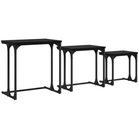 3 pcs Table basse，Table d'appoint，Table de Salon gigogne Chêne noir 50.5 x 35 x 53 cm CFW81612