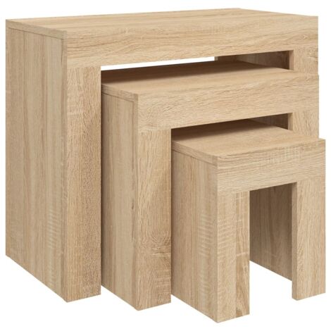 3 pcs Tables basses，Table d'appoint，Table de Salon gigognes chêne sonoma bois d'ingénierie CFW76532
