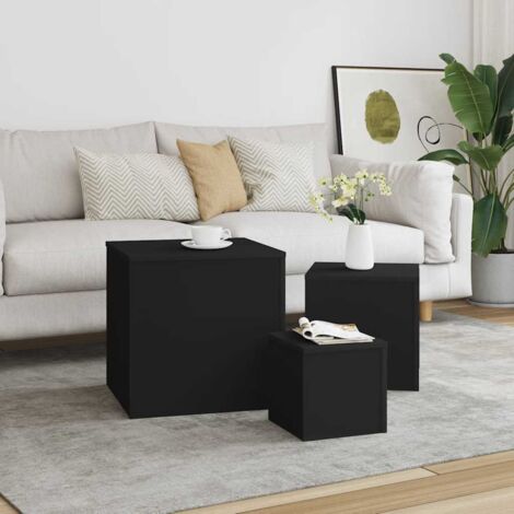 3 pcs Tables d'appoint Bout de canapé Table Basse Noir Aggloméré NXETH325762
