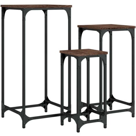 3 pcs Tables d’appoint，Bout de canapé，Table basse gigognes chêne marron bois d'ingénierie CFW67253
