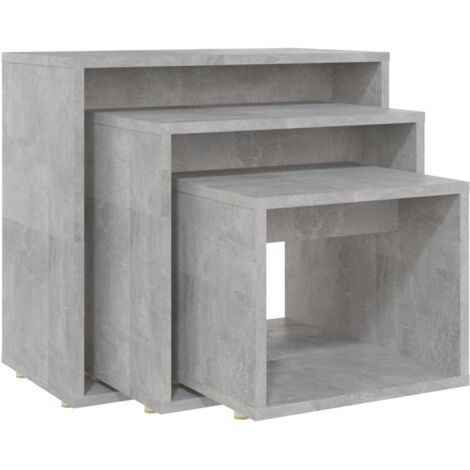3 pcs Tables gigognes,Table d'appoint Bout de canapé Gris béton Aggloméré CFW479444