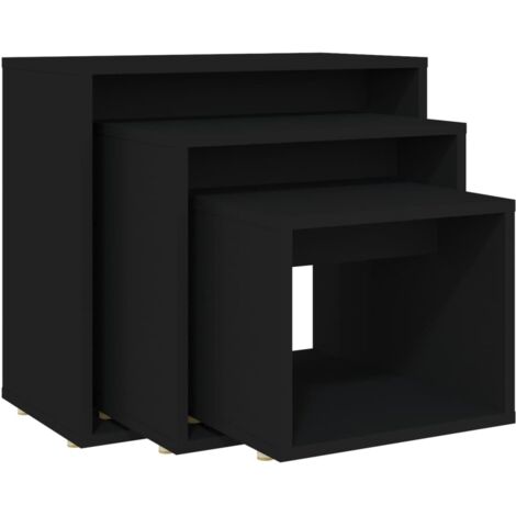 3 pcs Tables gigognes,Table d'appoint Bout de canapé Noir Aggloméré CFW273126