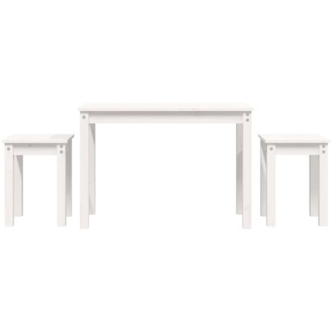 3 pcs Tables gigognes，Tables d'appoint，Table basse Blanc Bois de pin massif CFW67283