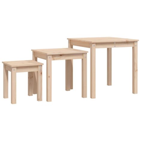 3 pcs Tables gigognes，Tables d'appoint，Table basse Bois de pin massif CFW67291