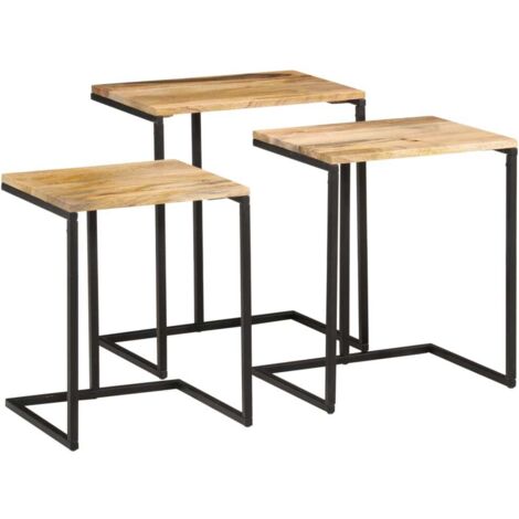 3 pcs Tables gigognes,Tables d'appoint,Table basse bois massif d'acacia CFW67297