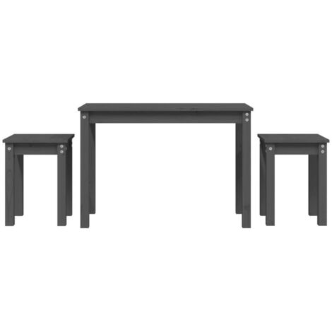 3 pcs Tables gigognes，Tables d'appoint，Table basse Gris Bois de pin massif CFW67306