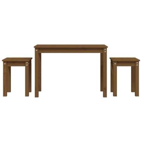 3 pcs Tables gigognes，Tables d'appoint，Table basse Marron miel Bois de pin massif CFW67311