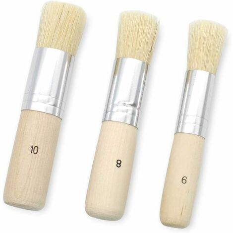 3 Pcs Wooden Paintbrush Bristle Brush Stencil Brush Use for Oil Painting, Watercolor, Stencil Project, Waxing, Etc. (13.5 / 16 / 18mm) SOEKAVIA