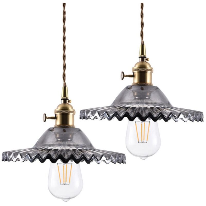 

3 pcs lámpara techo industrial, E27 luz techo Edison jaula metal bar café - Negro