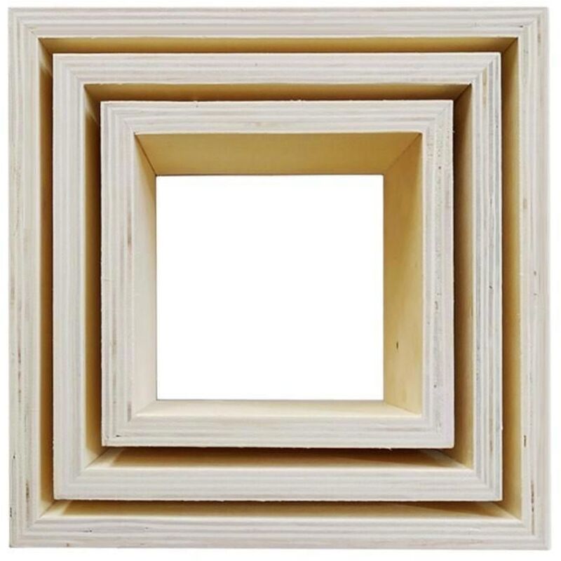 3 petites étagères carrées en bois 22 x 22 x 8 cm