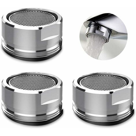 3 pezzi aeratore rubinetto, aeratore rubinetto filtro rubinetto con guarnizione di tenuta per cucina, bagno - argento (diametro esterno 24 mm)