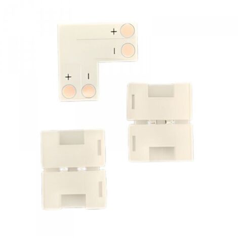 3 Pezzi Connettore 8mm Angolare 90° 2 PIN, Per Curvare 2 Striscie Led Smd con Passo da 8mm Senza Saldare