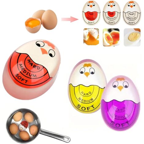 3 Pezzi Contaminuti per Uova, Contaminuti per Uova da Cucina, Contaminuti per Uova Cotte, Resina, Riutilizzabile, Divertente, Cambia Colore, Contaminuti per Uova per Casa, Scuola, Ristorante