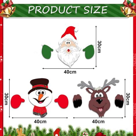 3 pezzi decorazioni natalizie per esterni per recinzione, 40 cm x 30 cm decorazione di Babbo Natale, decorazione di renne di Natale per esterni, decorazione di pupazzo di neve di Natale, per esterni p
