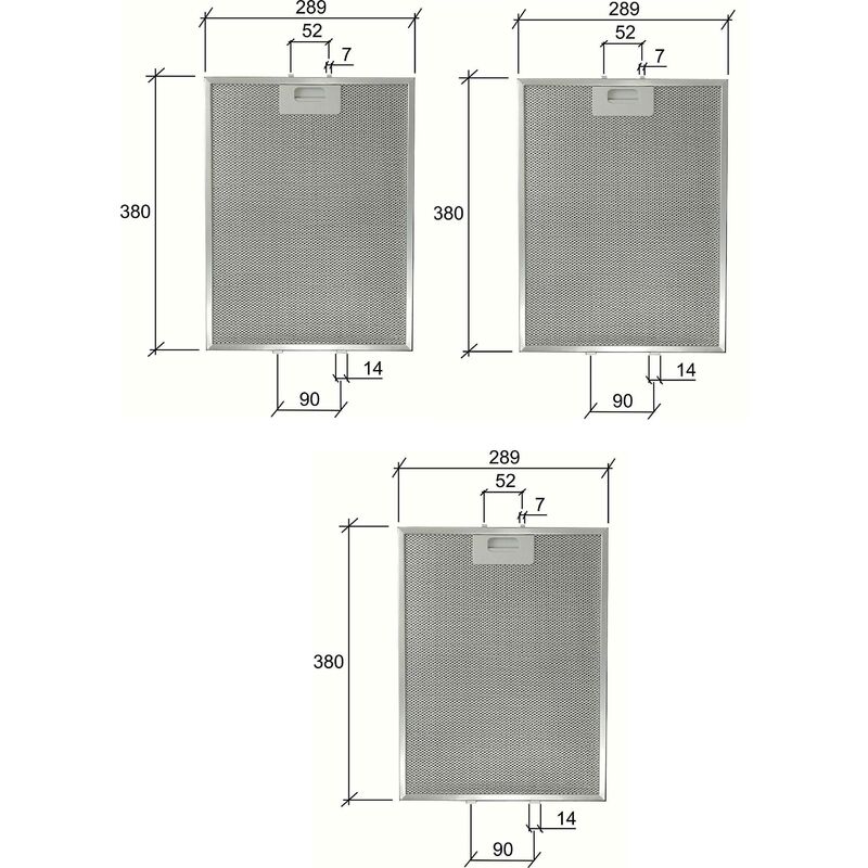 Image of Filtro cappa elica GF03RB i nalluminio cm 380 x 289 x 9 mm - pz 3 f 247