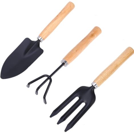 3 pezzi Mini attrezzi da giardinaggio, kit da giardinaggio Set di piccola pala, vanga, piccolo rastrello con manico per piante da giardino per interni ed esterni