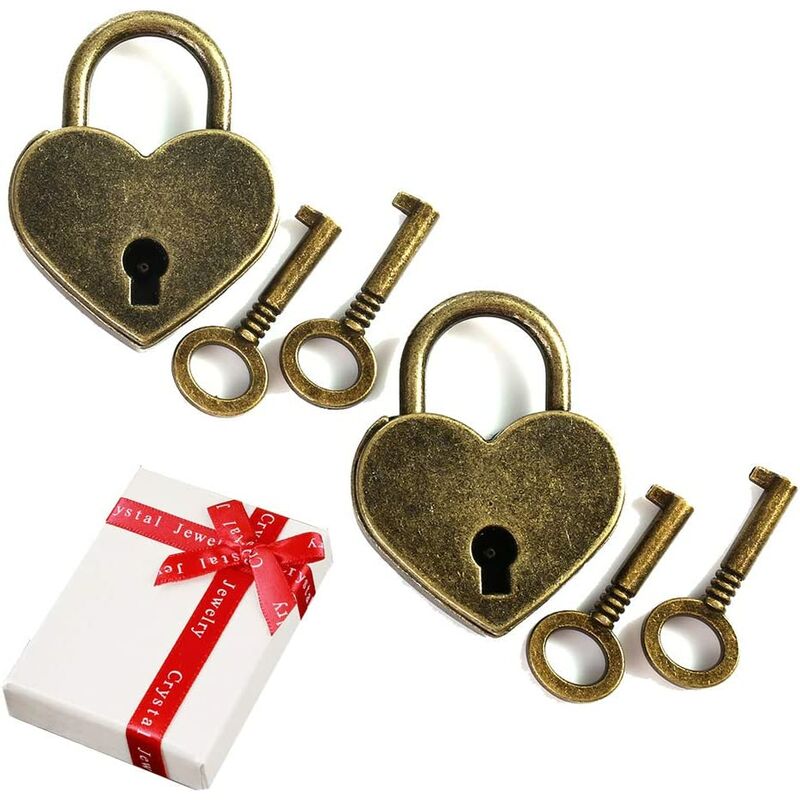 3 pezzi) Mini lucchetto a forma di cuore vintage a...