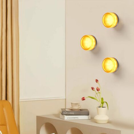 3 Pezzi Moderno Lampada da Parete LED Arancione Applique da Parete Interno Lampada da Muro a Forma di Fossetta Ø13.5cm Luce Bianca Calda