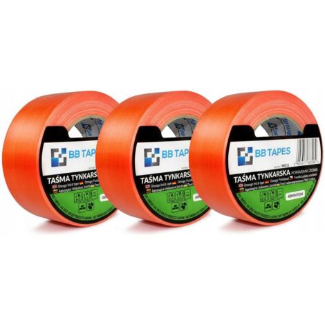 3 PEZZI NASTRO INTONACO ARANCIONE PER FACCIATE 48 mm x 50 m Resistente ai raggi UV