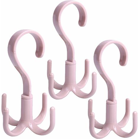 3 Pezzi Portacravatte Gancio Gancio, Rotazione di 360 Gradi Appeso Armadio Organizzatore Cravatta Sciarpa Cintura Borsa Accessori (Rosa)