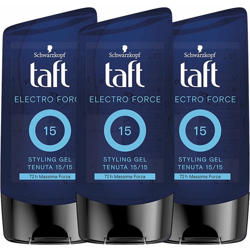 Image of Schwarzkopf - 3 Pezzi taft men electro force Power Gel Capelli Massima Forza 150ml