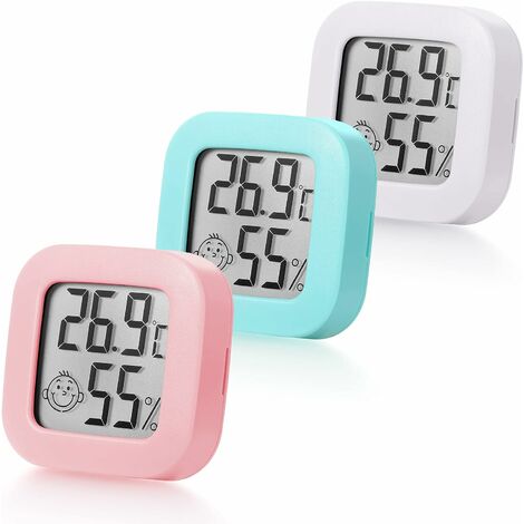 3 pezzi Termometro digitale per frigorifero e congelatore Termometro elettronico LCD digitale Monitoraggio igrometro Manometro Display LCD Monitoraggio dell'umidità, bianco, rosa, verde