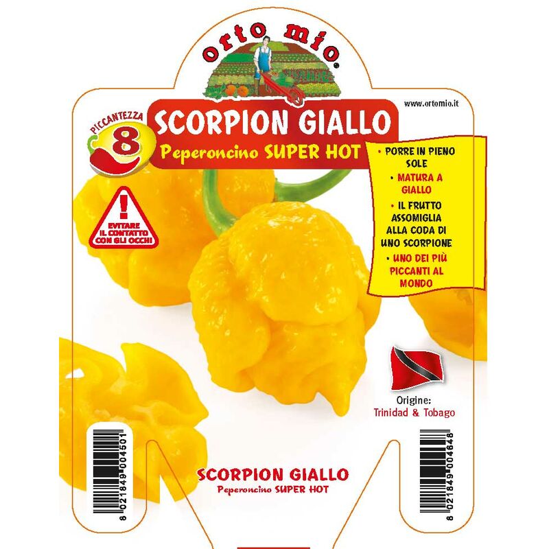 Ortomio - 3 plantes en pot Ø10CM de trinidad scorpion yellow chili