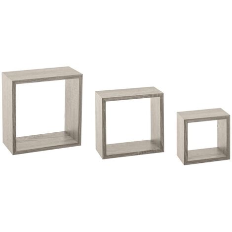3 piccole mensole a muro fixy cubo effetto rovere grigio - 5five