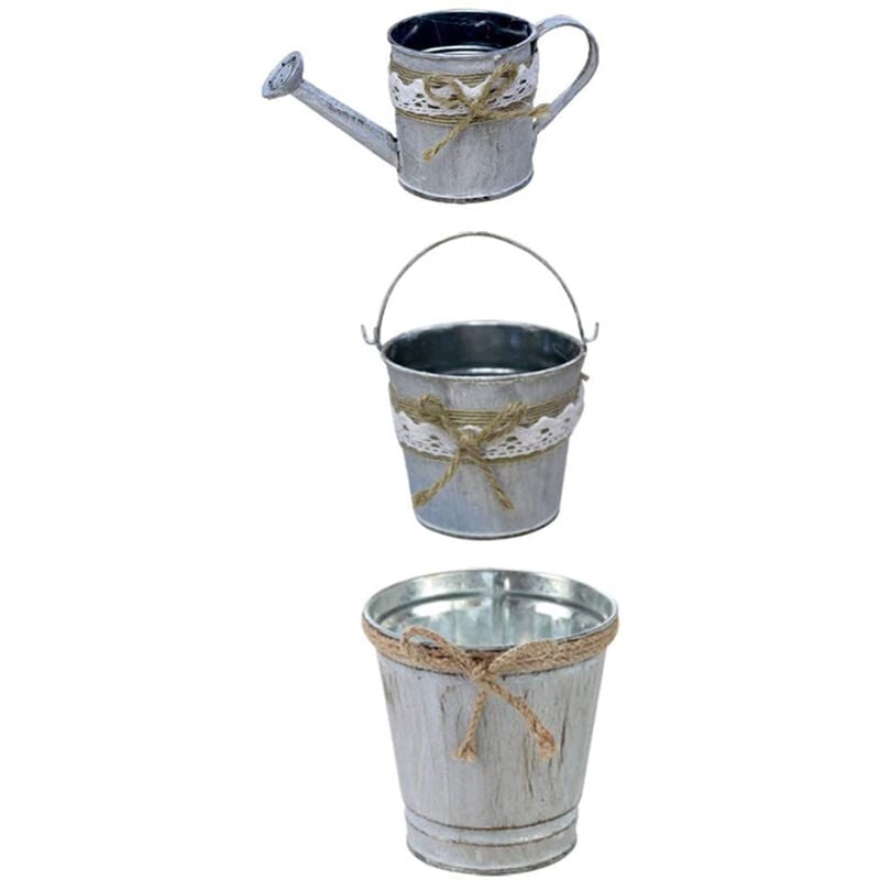 3 PièCes de Pot de Vintage Vase en Fer Pot de Seau à Fleurs Support de Fleurs IntéRieur ExtéRieur Jardin DéCoration