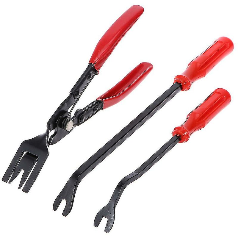 Benobbykids - 3 pièces en acier Clips de panneau de porte de voiture pince Kit d'outils de réparation ensemble d'outils de démontage (pince légère +