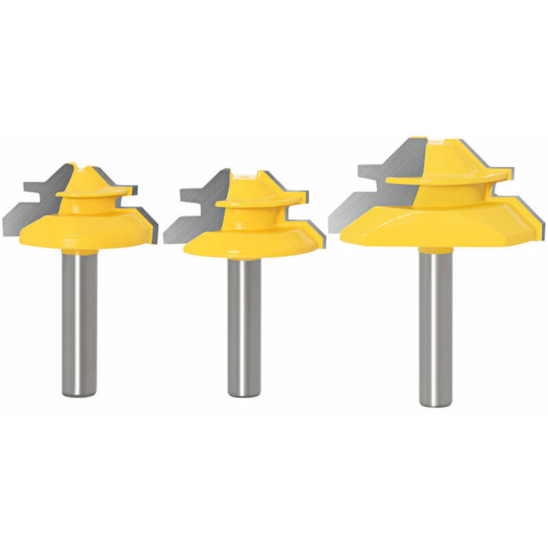 Lucky-88 - 3 pièces ensemble d'embouts de fraise à feuillure tige de 8mm avec 12.7mm 16mm 19.05mm hauteur fraise à fente fraise à bois rainure de