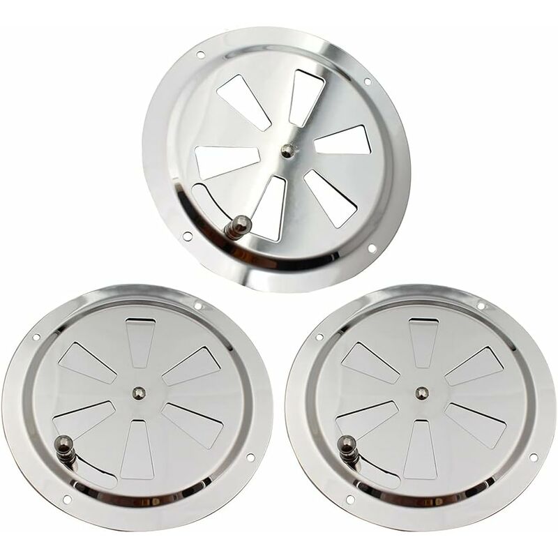 Ineasicer - 3 Pièces Grille de Ventilation Ronde, Rosette de Ventilation en Acier Inoxydable Grille d'Aération 125 mm, Ouverture d'Aération Réglable