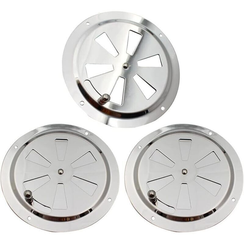 Ineasicer - 3 Pièces Grille de Ventilation Ronde, Rosette de Ventilation en Acier Inoxydable Grille d'Aération 125 mm, Ouverture d'Aération Réglable