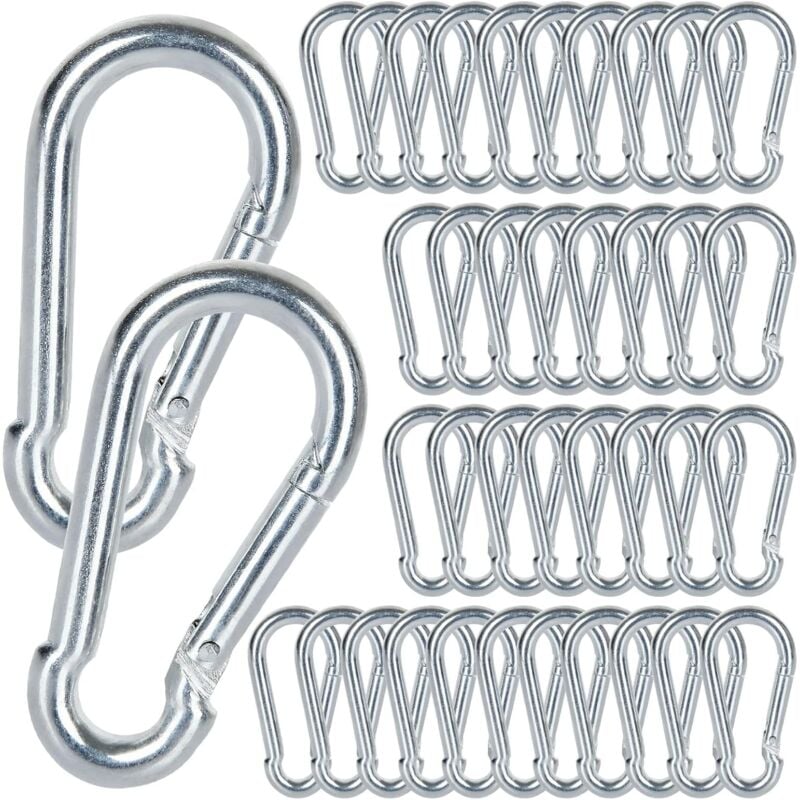 Galozzoit - M5 Mousqueton, 60 pcs Mousqueton de Fixation pour Charges Lourdes - Mousqueton en Acier Inoxydable Capacité de Charge de 100 kg/220 lb,